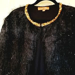 Ellen Tracy fuzzy black jacket, formal, classy, and elegant. Size L.